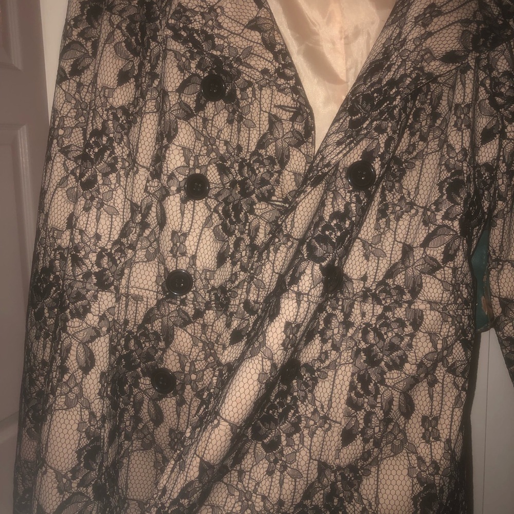 Kim Kardashian lace/silk interior peacoat